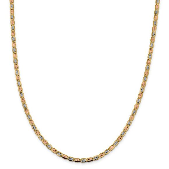 3.75mm 14k Gold Tri-Color Solid Fancy Anchor Chain Necklace, 16 Inch